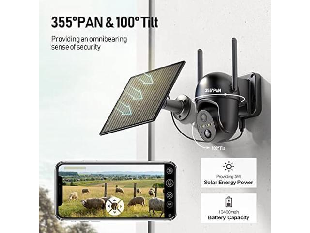 SEHMUA 4G LTE Cellular Solar Security Camera Wireless Outdoor, No WiFi Solar Powered Camera, 360° Live View, 2K Color Night Vision, PIR Motion...
