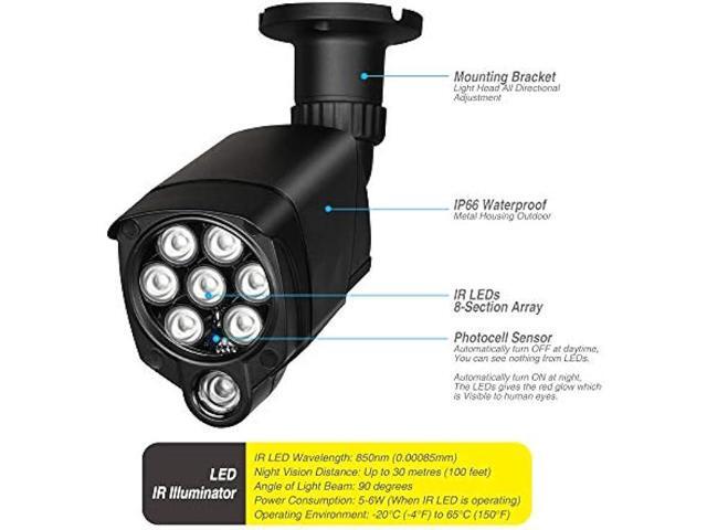 LONNKY LED IR Illuminator Wide Angle 8-LEDs 90 Degree 100Ft IR Infrared Flood Light for CCTV Security Cameras, IP Camera, Bullet Camera, Dome...