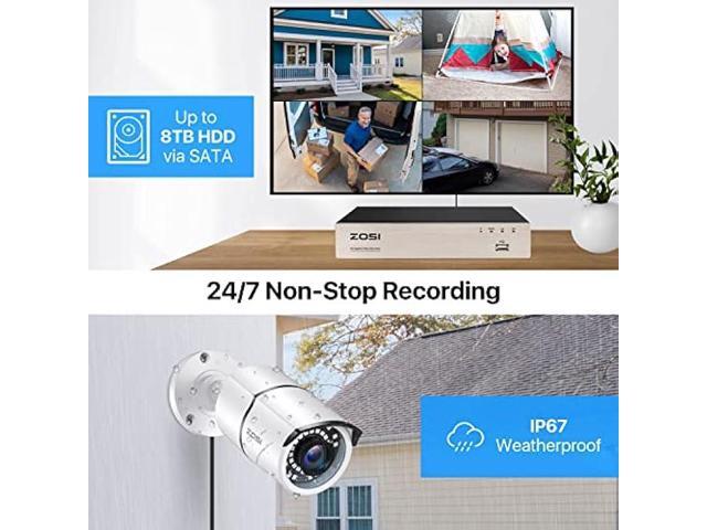 ZOSI 8CH 3K Lite Home Security Camera System Outdoor with 1TB HDD,AI Human/Vehicle Detection,120ft Night Vision,H.265+ 8 Channel Wired DVR with...