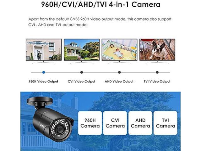 ZOSI 2.0MP HD 1080P 1920TVL Hybrid 4 in 1 TVI/CVI/AHD/CVBS Indoor Outdoor Home Security Cameras Weatherproof,120ft Night Vision,Aluminum Metal...