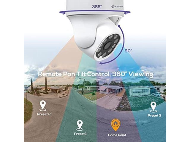Kittyhok PTZ Security Camera Wireless Outdoor 2K FHD Wireless Cameras for Home Security with 360 Viewing, Auto Tracking, Spotilght Color Night...