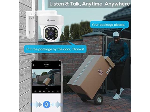 Kittyhok PTZ Security Camera Wireless Outdoor 2K FHD Wireless Cameras for Home Security with 360 Viewing, Auto Tracking, Spotilght Color Night...