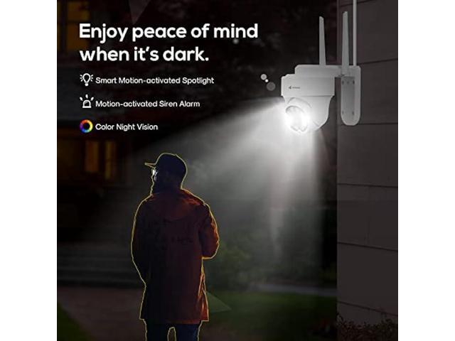Kittyhok PTZ Security Camera Wireless Outdoor 2K FHD Wireless Cameras for Home Security with 360 Viewing, Auto Tracking, Spotilght Color Night...