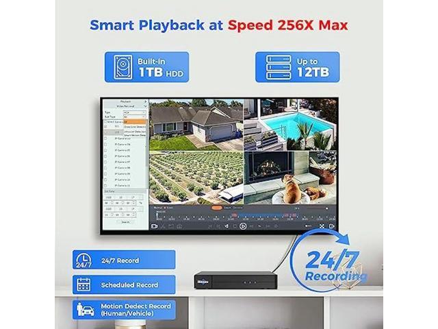 [Spotlight+2 Way Audio] Hiseeu 4K PoE Security Camera System,Home Surveillance Kits w/4Pcs 5MP IP Security Camera Outdoor & Indoor,Extendable to 16...