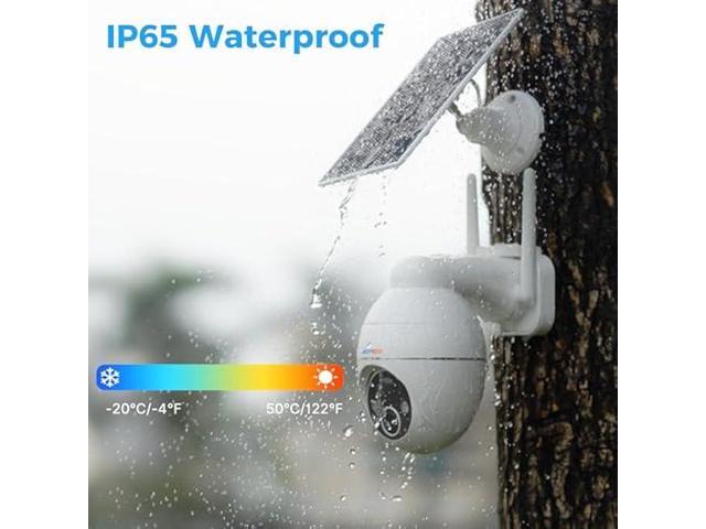 Aomeisi G2 2K Solar Security Camera Outdoor,360°View Pan/Tilt,Two-Way Audio,Easy to Setup,Audible Flashlight Alarm,Motion Alert,SD Slot Cloud...