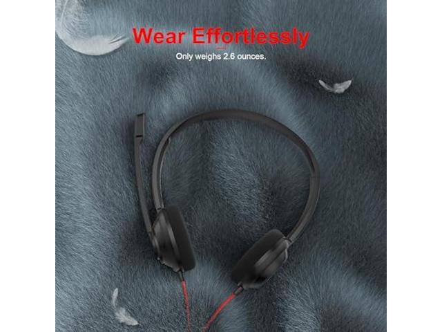 NUBWO HW02 USB Computer Headset with Clear Chat Microphone, Lightweight On-Ear Wired Headset for MS Teams, Skype, Webinars, Call Center and More...