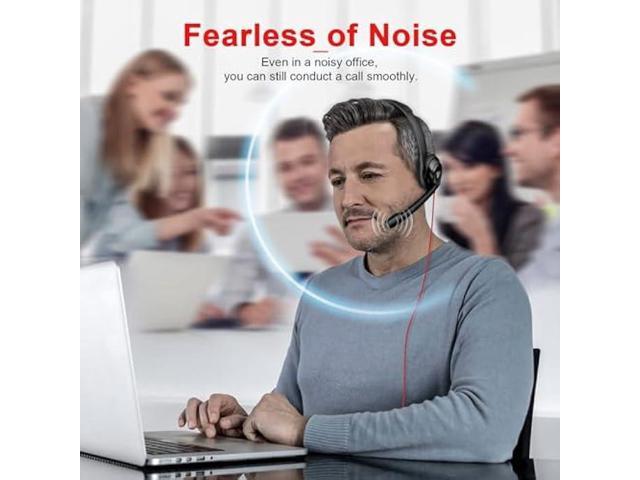 NUBWO HW02 USB Computer Headset with Clear Chat Microphone, Lightweight On-Ear Wired Headset for MS Teams, Skype, Webinars, Call Center and More...