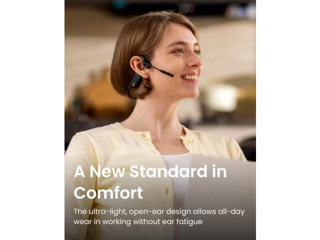 SHOKZ OpenComm2 UC - Bone Conduction Bluetooth Stereo Computer Headset with Boom Mic - USB-A Compatible with PC and Mac - Zoom Certified - with...