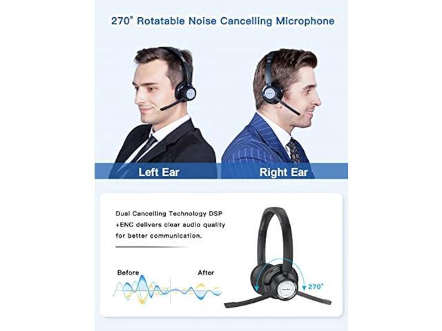 New bee Wireless Headset Bluetooth Headset with Noise Cancelling Microphone 20hrs Talk time & Mute Button for Work/PC/Office/Zoom/Skype (Include...