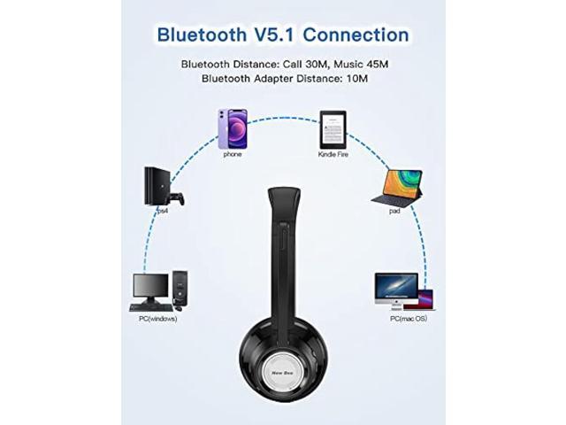 New bee Wireless Headset Bluetooth Headset with Noise Cancelling Microphone 20hrs Talk time & Mute Button for Work/PC/Office/Zoom/Skype (Include...