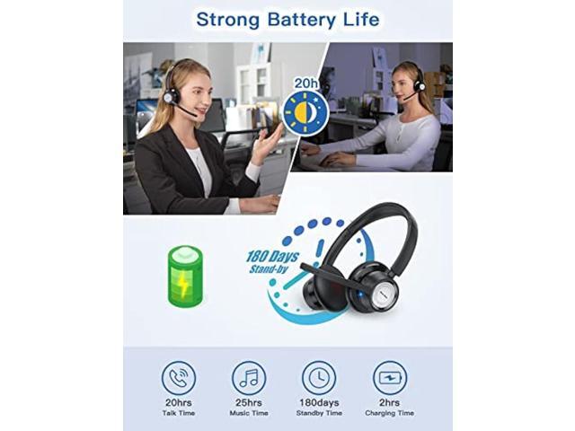 New bee Wireless Headset Bluetooth Headset with Noise Cancelling Microphone 20hrs Talk time & Mute Button for Work/PC/Office/Zoom/Skype (Include...
