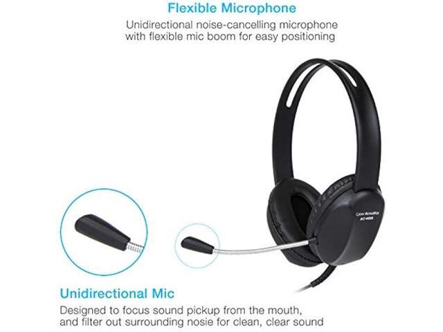 Cyber Acoustics Stereo PC Headset (AC-4000), 3.5mm Connection, Noise Canceling Microphone for PC, Mac and, Tablets, Perfect for Classroom or Home