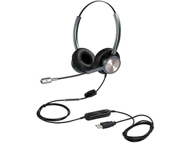 N/X USB Headset with Microphone Noise Cancelling and Volume Controls, Computer Headphone Headset with Voice Recognition Mic for UC Softphones...