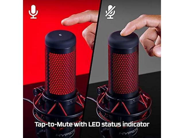 HyperX QuadCast - USB Condenser Gaming Microphone, for PC, PS4, PS5 and Mac, Anti-Vibration Shock Mount, Four Polar Patterns, Pop Filter, Gain...