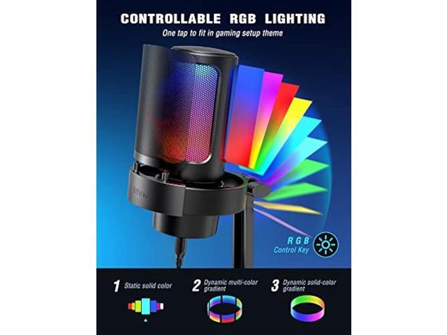 FIFINE Gaming Microphone, USB PC Mic for Streaming, Podcasts, Recording, Condenser Computer Desktop Mic on Mac/PS4/PS5, with RGB Control, Mute...