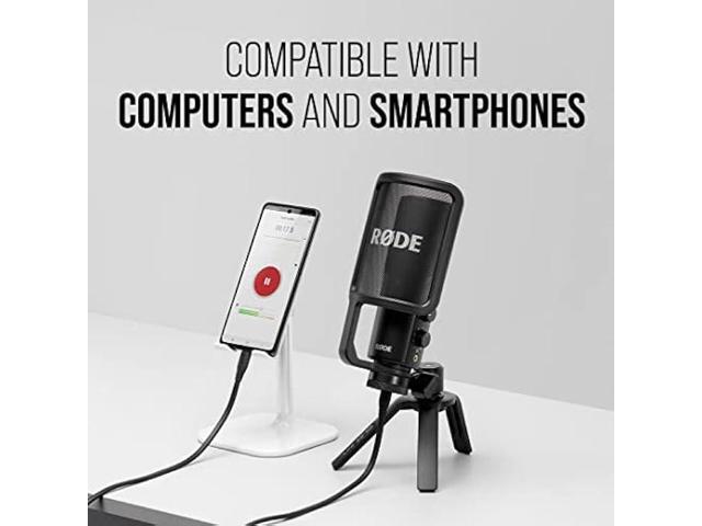 RØDE NT-USB+ Professional-Grade USB Condenser Microphone For Recording Studio Quality Audio Directly To A Computer Or Mobile Device, Black