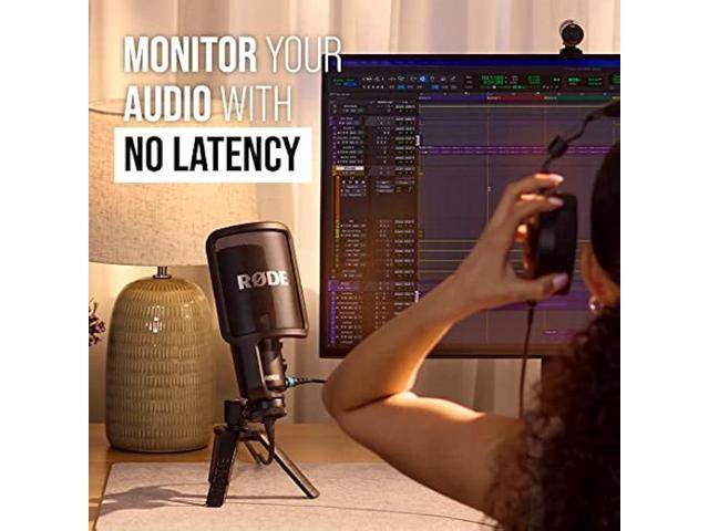 RØDE NT-USB+ Professional-Grade USB Condenser Microphone For Recording Studio Quality Audio Directly To A Computer Or Mobile Device, Black
