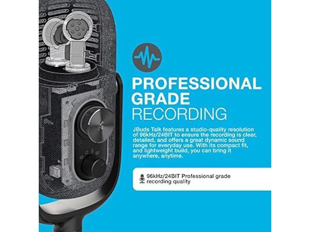 JLab JBuds Talk USB Microphone, Black, USB-C Output, Cardiod, Omni, Stereo, and Bi-Directional, 96k Sample Rate, Volume Control, Gain Control, and...