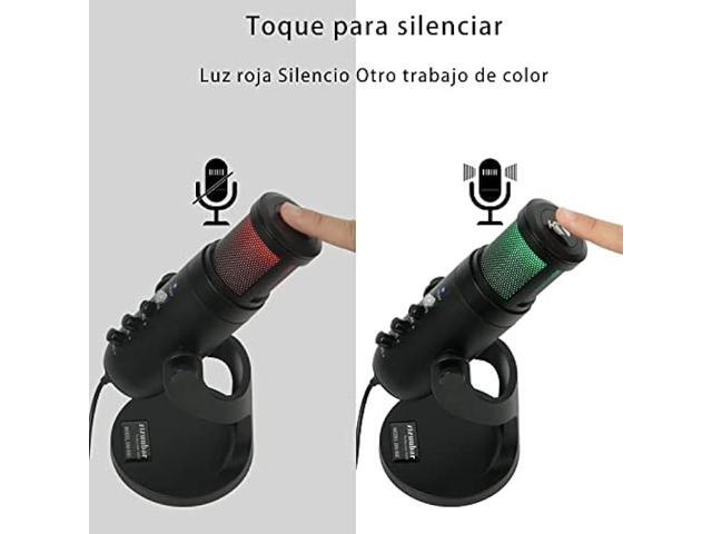 ZiZuuBar USB Microphone Desktop, Podcast Microphone, PC Gaming Mic, Perceptible Noise Reduction RGB Lighting, Streaming Recording Vocals Voice...