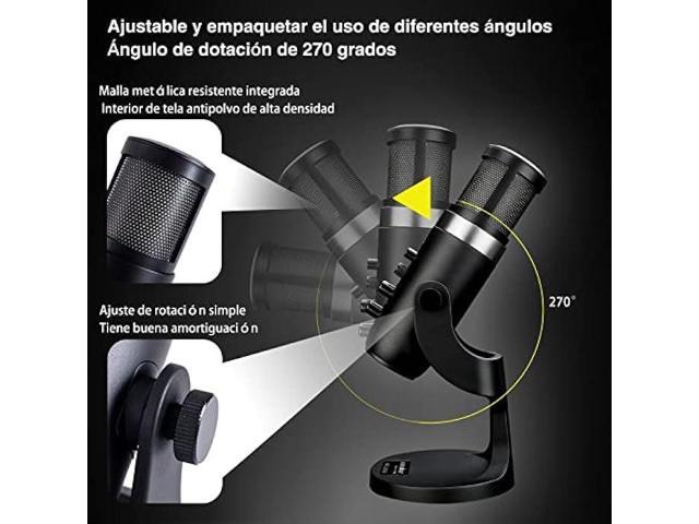 ZiZuuBar USB Microphone Desktop, Podcast Microphone, PC Gaming Mic, Perceptible Noise Reduction RGB Lighting, Streaming Recording Vocals Voice...