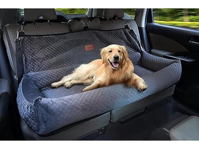 Dog Car Seat for Back Seat Pet Booster Seat Travel Puppy Bed with Safety Belt Backseat Protector for Large/Medium/Small Dogs,Removable Washable...