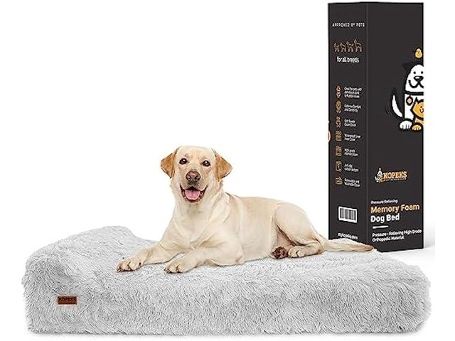 Jumbo Orthopedic Dog Bed - 7-inch Thick Memory Foam Pet Bed with Pillow with Removable Cover & Free Waterproof Liner - for Large Breed Dogs