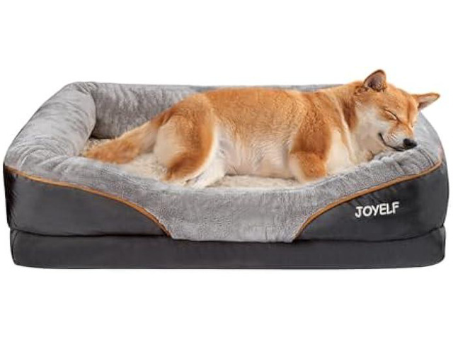 JOYELF Large Memory Foam Dog Bed, Orthopedic Dog Bed & Sofa with Removable Washable Cover and Squeaker Toy as Gift