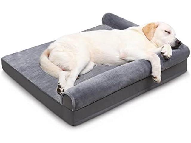 KSIIA Orthopedic Dog Bed Waterproof Dog Beds for Large Dogs Flannel Bolster Dog Couch Bed with Egg Crate Foam Removable Washable Cover & Nonskid...