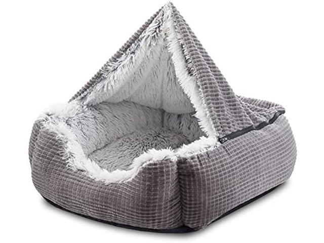 MIXJOY Dog Beds for Large Medium Small Dogs, Rectangle Cave Hooded Blanket Puppy Bed, Luxury Orthopedic Cat Beds for Indoor Cats, Warmth and...