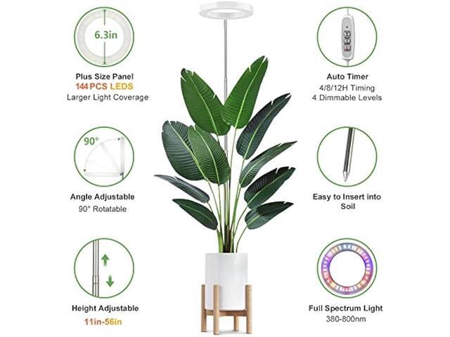 LBW Grow Lights for Indoor Plants, 72 LEDs Full Spectrum Plant Light, Large Plant Lamp with 4 Dimmible Levels, 4/8/12H Auto On/Off Timer, Height...
