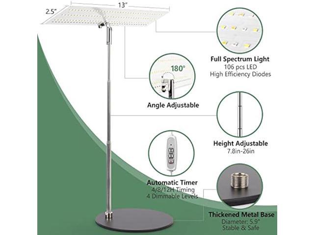 LORDEM Grow Light, Full Spectrum LED Plant Light for Indoor Plants, Height Adjustable Growing Lamp with Auto On/Off Timer 4H/8H/12H, 4 Dimmable...