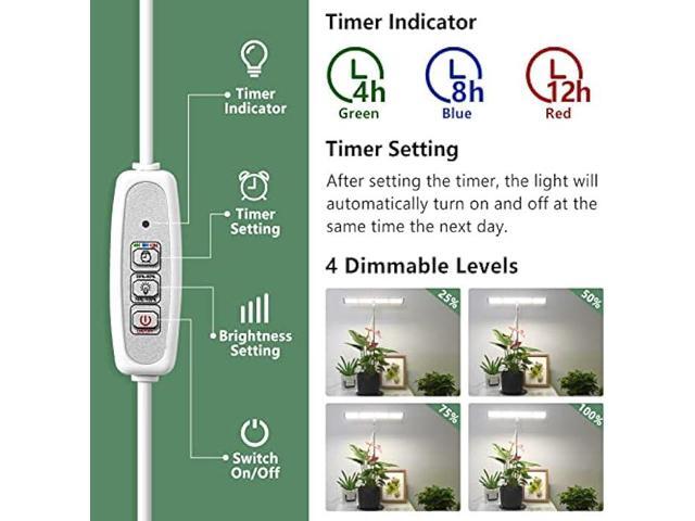 LORDEM Grow Light, Full Spectrum LED Plant Light for Indoor Plants, Height Adjustable Growing Lamp with Auto On/Off Timer 4H/8H/12H, 4 Dimmable...
