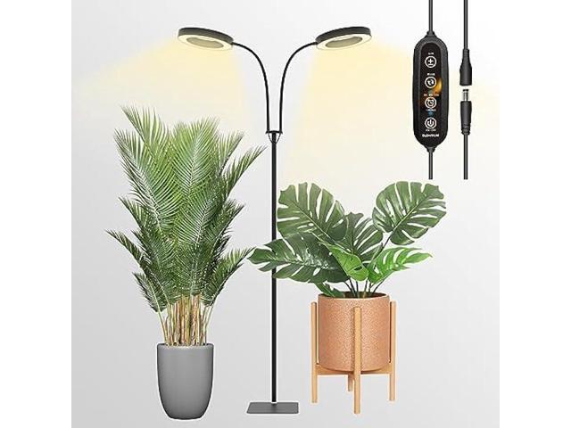 GLOWRIUM Grow Light with Stand,2-Head LED Plant Light for Indoor Plants, Full Spectrum Grow Lamp, 3/9/12H Timer, 6 Dimmable Levels, 3 Lighting...