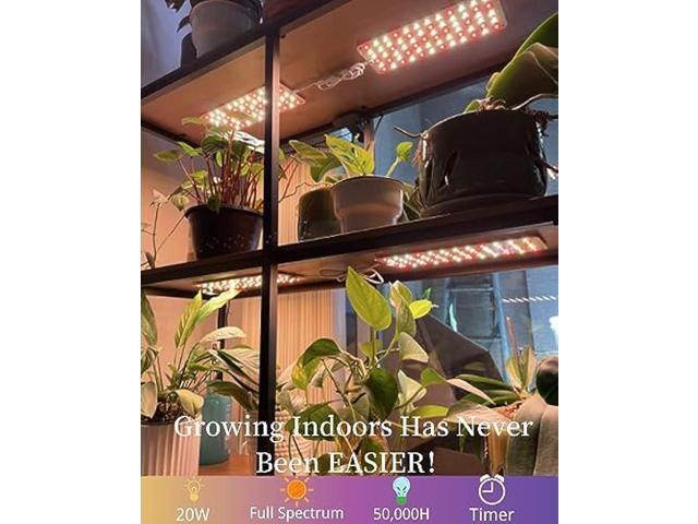 DOMMIA Grow Lights for Indoor Plants, 20W Full Spectrum Grow Light with Auto ON & Off Timer, 132 LEDs Sunlike Light for Hydroponics, Succulents &...