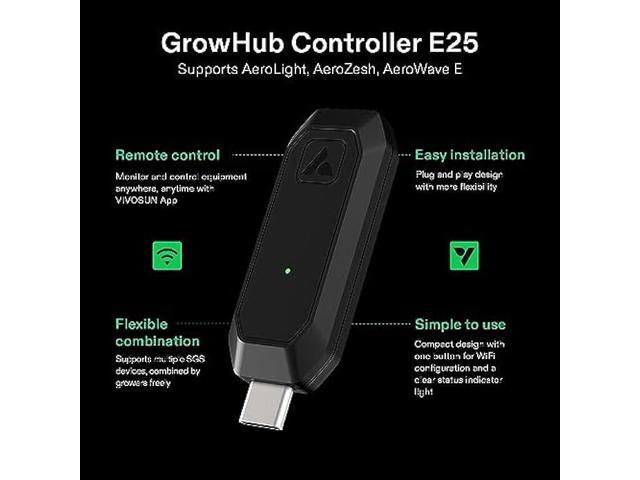VIVOSUN GrowHub Controller E25, Supports Smart Grow System Devices, Easy to Install & Use, WiFi App Controllable, Expansion Port for E42/E42A, for...