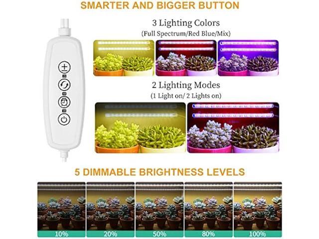 Mosthink Grow Lights for Indoor Plants, Grow Light Strips with Auto Timer 3/6/12 H, Plant Grow Lights with Red Blue Full Spectrum LEDs, 3 Lighting...