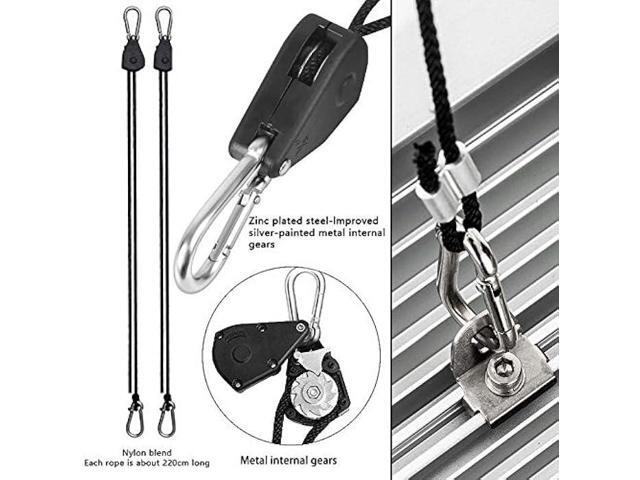 8 Pairs 1/8 Heavy Duty Ratchet Hangers, Adjustable Rope Hangers, Grow Light Rope Hangers for Grow Plant Fan Filter Light Room Equipment, 150 LB...