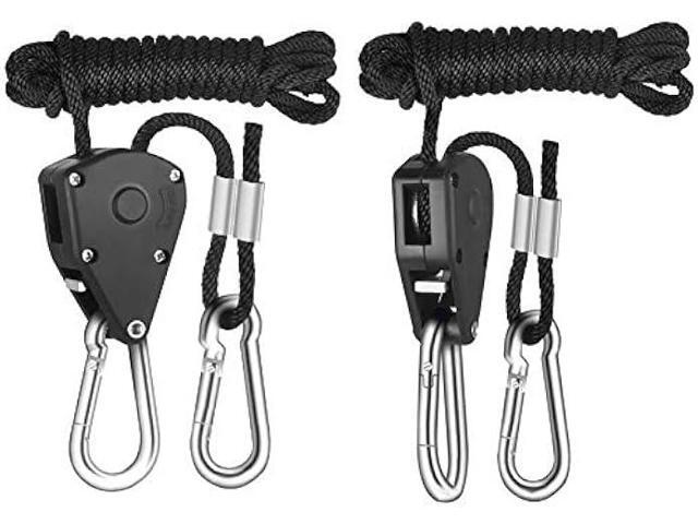 8 Pairs 1/8 Heavy Duty Ratchet Hangers, Adjustable Rope Hangers, Grow Light Rope Hangers for Grow Plant Fan Filter Light Room Equipment, 150 LB...