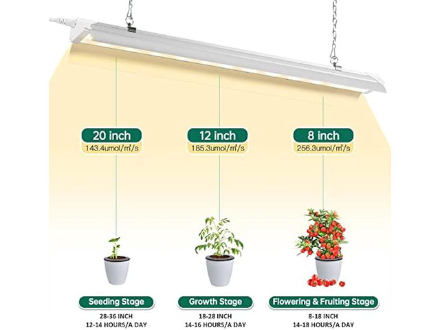 SZHLUX Grow Light 4ft 140W (2×70W, 800W Equivalent) Super Bright Full Spectrum Sunlight Plant Light, LED Grow Light Strips, Grow Light Bulbs for...