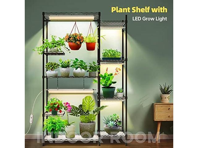 Bstrip Plant Shelf with Grow Light, Grow Light Shelf with 78W T5 Full Spectrum Grow Light, Plant Stand with Grow Light, Dimmable Plant Light with...