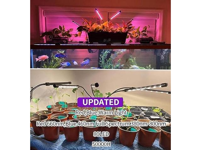 LEOTER Grow Light for Indoor Plants - Upgraded Version 80 LED Lamps with Full Spectrum & Red Blue Spectrum, 3/9/12H Timer, 10 Dimmable Level,...