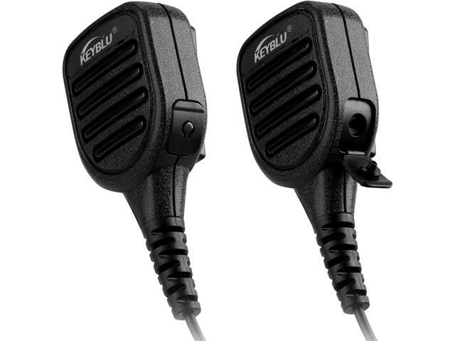 KEYBLU Waterproof Shoulder Speaker Mic 2 Pin Two Way Radio Microphone with 3.5mm Audio Jack Compatible with UV-5R, BTECH, Kenwood, Retevis Radios...