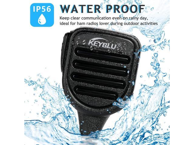 KEYBLU Waterproof Shoulder Speaker Mic 2 Pin Two Way Radio Microphone with 3.5mm Audio Jack Compatible with UV-5R, BTECH, Kenwood, Retevis Radios...