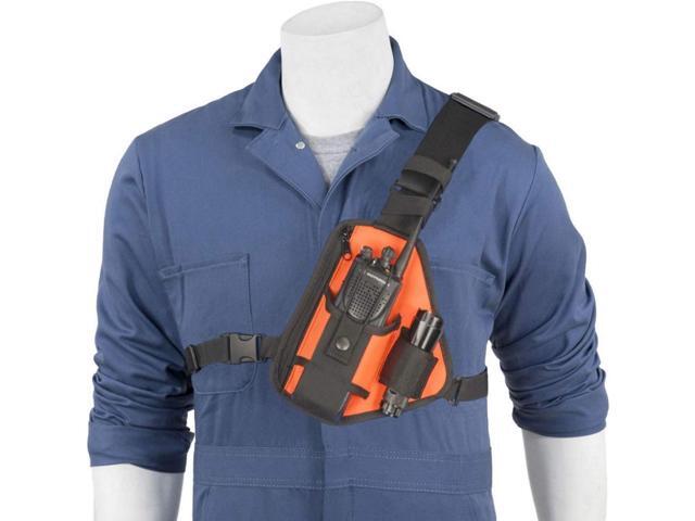 HOLSTERGUY RCH-101ORU (Orange) Radio Chest Harness Shoulder Radio Holster Chest Pack Adjustable Single Radio Pouch Two-Way Radio Holster for...