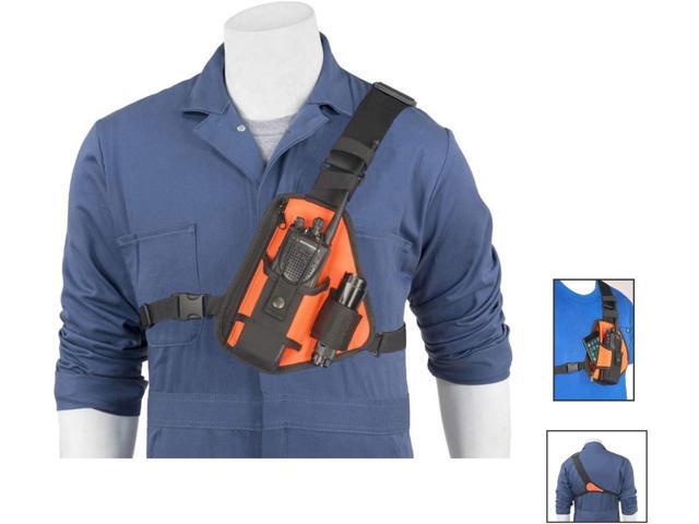 HOLSTERGUY RCH-101ORU (Orange) Radio Chest Harness Shoulder Radio Holster Chest Pack Adjustable Single Radio Pouch Two-Way Radio Holster for...