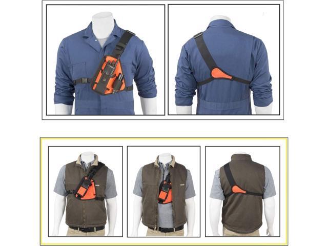 HOLSTERGUY RCH-101ORU (Orange) Radio Chest Harness Shoulder Radio Holster Chest Pack Adjustable Single Radio Pouch Two-Way Radio Holster for...