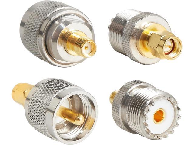 Anina 4pc SMA - UHF FR Coaxial Connector Kit SMA to PL259 SO239 UHF VHF Crimp Coax Adapter for CB Radio/Handheld Ham Radio Antenna/Walkie...