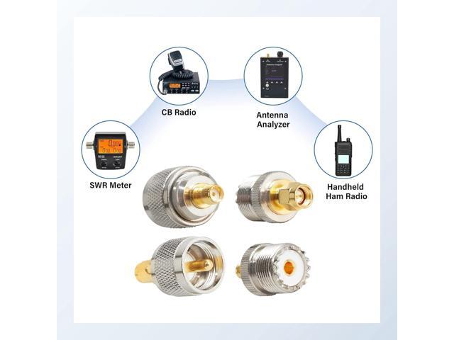 Anina 4pc SMA - UHF FR Coaxial Connector Kit SMA to PL259 SO239 UHF VHF Crimp Coax Adapter for CB Radio/Handheld Ham Radio Antenna/Walkie...