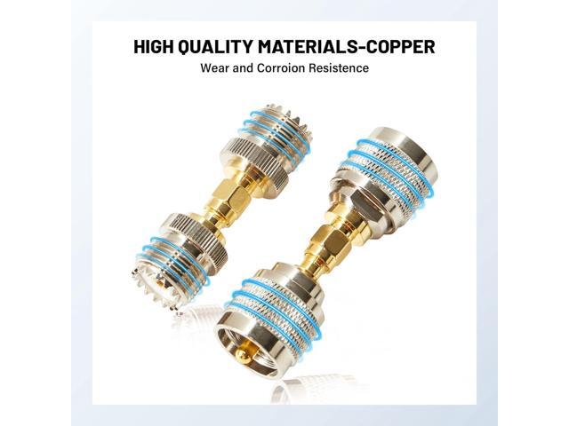 Anina 4pc SMA - UHF FR Coaxial Connector Kit SMA to PL259 SO239 UHF VHF Crimp Coax Adapter for CB Radio/Handheld Ham Radio Antenna/Walkie...