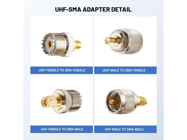 Anina 4pc SMA - UHF FR Coaxial Connector Kit SMA to PL259 SO239 UHF VHF Crimp Coax Adapter for CB Radio/Handheld Ham Radio Antenna/Walkie...